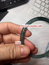 Load image into Gallery viewer, 56.3mm Certified Type A 100% Natural icy watery dark green/blue/gray/black slim Guatemala Jadeite bangle PJ155-0662