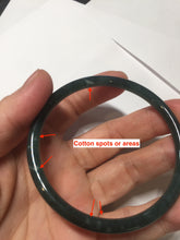 Load image into Gallery viewer, 56.2mm Certified Type A 100% Natural icy watery dark green/blue/gray Guatemala slim round cut Jadeite bangle PD54-5521