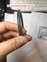 Load image into Gallery viewer, 60mm Certified Type A 100% Natural light green/blue/gray Guatemala slim round cut Jadeite bangle PJ79