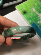Load image into Gallery viewer, 59.2mm certified Type A 100% Natural dark green gray light purple with brown flying dandelions slim round cut Jadeite Jade bangle PH220-3236