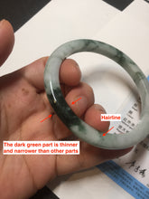 Load image into Gallery viewer, 57.5mm certificated Type A 100% Natural light green with green floating flowers Jadeite Jade bangle AS82-3025