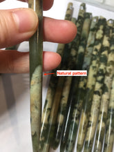 Load image into Gallery viewer, 100% Natural Mottled Green, Olive, and Creamy Yellow Camouflage Color Xiu Jade (Serpentine) Hairpin Group AW60