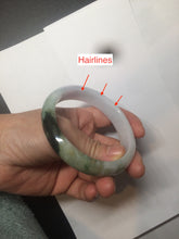 Load image into Gallery viewer, 60mm certified type A 100% Natural green/dark green/white jadeite jade bangle BG26-1711