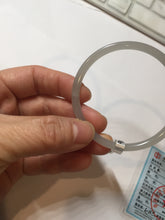 Load image into Gallery viewer, 52.5mm Certified 100% Natural icy gray (灰冰) slim round cut nephrite jade bangle HF125-9106