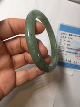 Load image into Gallery viewer, 57.6mm Certified Type A 100% Natural Oily Dark Green Gray Black(油青) Jadeite Jade Bangle PE104-7161