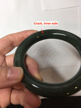 Load image into Gallery viewer, 57.4m certified 100% Natural dark green/black round cut nephrite (碧玉) bangle HN183