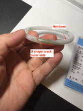 Load image into Gallery viewer, 56.5mm 100% natural Type A sunny green white round cut jadeite jade bangle BL98-4669