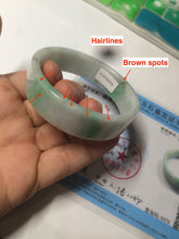 Load image into Gallery viewer, 52.5mm Certified type A 100% Natural sunny green/purple/white square Jadeite Jade bangle AX45-4714