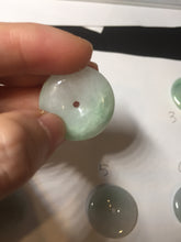 Load image into Gallery viewer, 23.5-27.7mm 100% Natural apple green/white jadeite Jade Safety Guardian Button(donut) Pendant group BK112