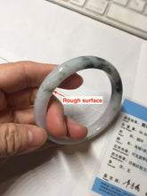 Load image into Gallery viewer, 54.5mm certified 100% natural Type A dark green/purple/white with green floating flowers jadeite jade bangle PB230-2822