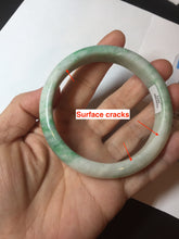 Load image into Gallery viewer, 58.5mm Certified type A 100% Natural sunny green/white Jadeite bangle AY86-3473