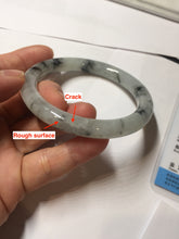 Load image into Gallery viewer, 56mm certificate 100% natural Type A white dark green ink painting (水墨) round cut jadeite jade bangle PC157-3144