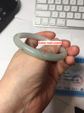 Load image into Gallery viewer, 56mm certified Type A 100% Natural white light green gray slim round cut Jadeite Jade bangle PB253-3715