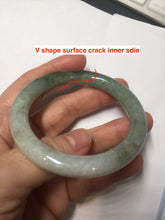 Load image into Gallery viewer, 51.1mm certified 100% natural Type A dark green yellow gray round cut jadeite jade bangle H163-6011