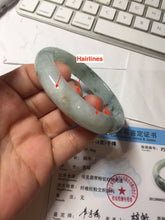 Load image into Gallery viewer, 56.5mm Certified 100% natural Type A light green with green floating flowers jadeite jade bangle PH241-7292