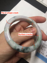 Load image into Gallery viewer, 53.5mm Certified type A 100% Natural sunny green/purple/yellow(Fu LU SHOU) Jadeite bangle BN42-5128