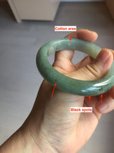 Load image into Gallery viewer, 55.5mm certified type A 100% Natural light green dark green gray(淡油青) jadeite jade bangle BS151-0495