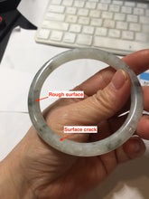 Load image into Gallery viewer, 58.5mm certified 100% natural Type A white dark green ink painting (水墨) round cut jadeite jade bangle PC160-3157