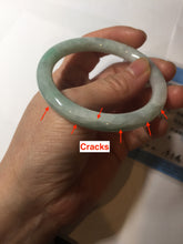Load image into Gallery viewer, 53.6mm certified 100% natural type A white/sunny green round cut jadeite jade bangle AU38-9812