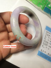 Load image into Gallery viewer, 53mm Certified 100% natural Type A olive green/white/purple jadeite jade bangle AZ2-0466