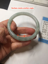 Load image into Gallery viewer, 57.5mm certified 100% natural Type A light green white round cut jadeite jade bangle PE11-3843