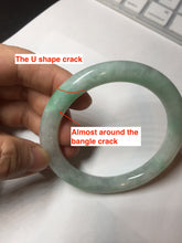 Load image into Gallery viewer, 56.5mm 100% natural type A white/sunny green round cut jadeite jade bangle BL108