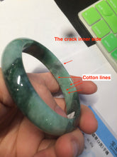 Load image into Gallery viewer, 55.5mm certified 100% natural Type A dark green/sunny green jadeite jade bangle AX5-2839