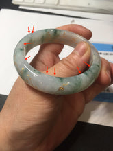 Load image into Gallery viewer, 51.2mm Certified Type A 100% Natural light green carved branches and flowers and golden-painted jadeite jade bangle BH123-6069