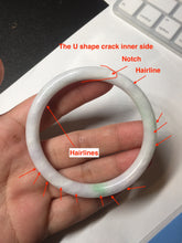 Load image into Gallery viewer, 55mm certified 100% natural white sunny green purple slim round cut jadeite jade bangle BL91-4675