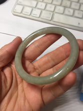 Load image into Gallery viewer, 54.4mm Certified type A 100% Natural light green gray black slim round cut Jadeite bangle PA199-2453