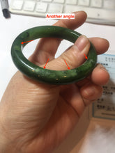 Load image into Gallery viewer, 51mm certified 100% Natural dark green/black nephrite (碧玉) bangle HN123-0138
