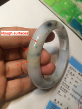 Load image into Gallery viewer, 57.7mm certified Type A 100% Natural light purple/white with green floating flowers Jadeite Jade bangle AY62-0442