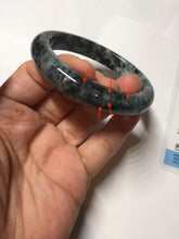 Load image into Gallery viewer, 55mm Certified Type A 100% Natural dark green black/white (black water and white mountains,白山黑水) Jadeite bangle PD140-6240