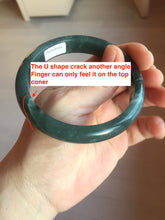 Load image into Gallery viewer, 59mm Certified Type A 100% Natural dark green/light blue/gray/black Guatemala Jadeite bangle AQ88-6412