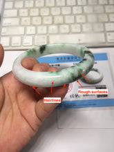 Load image into Gallery viewer, 60.5mm Type A 100% Natural sunny green/light green/white/light purple chubby Jadeite Jade bangle BS129-4035