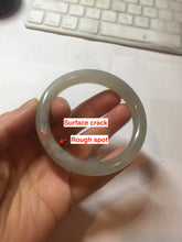 Load image into Gallery viewer, 53.2mm certified 100% Natural icy watery light beige pale pink gray nephrite bangle HN120-0082