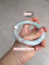 Load image into Gallery viewer, 60mm Certified Type A 100% Natural sunny green/white/purple chubby round cut Jadeite Jade bangle BF3-0028