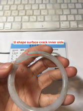 Load image into Gallery viewer, 卖了 56.2mm certified Type A 100% Natural white yellow green gray light purple with brown flying dandelions slim round cut Jadeite Jade bangle PE117-3722