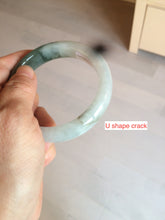 Load image into Gallery viewer, 59.2mm certified type A 100% Natural watery dark green/black/white Jadeite jade bangle BF22-0395