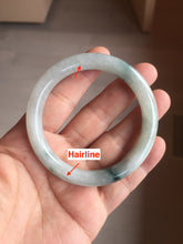 Load image into Gallery viewer, 53.4mm Certified Type A 100% Natural icy watery light green white roung cut jadeite Jade bangle AU51-8147