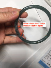 Load image into Gallery viewer, 60.5mm Certified Type A 100% Natural dark green/blue/gray with flying snow Guatemala slim round cut Jadeite bangle PD58-3376