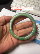 Load image into Gallery viewer, 58mm certified 100% natural Type A sunny green carved and golden-painted jadeite jade bangle BH135-(9896)