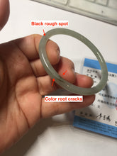 Load image into Gallery viewer, 54.8mm Certified type A 100% Natural light green gray black slim round cut Jadeite bangle PA187-2472