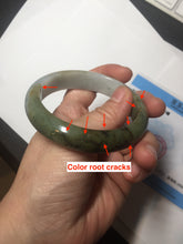 Load image into Gallery viewer, 55.5mm certificated Type A 100% Natural oily dark green/yellow/brown Jadeite Jade bangle D132-4069