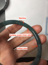 Load image into Gallery viewer, 57.6mm Certified Type A 100% Natural dark green blue gray black slim round cut Guatemala Jadeite bangle PJ5-4321