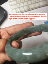 Load image into Gallery viewer, 58.2mm certified type A 100% Natural oily dark green gray black with flying snow Jadeite jade bangle PC206-7680