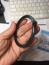 Load image into Gallery viewer, 55.5mm Certified Type A 100% Natural dark green/blue/gray/black Guatemala slim round cut Jadeite bangle AZ168-3455