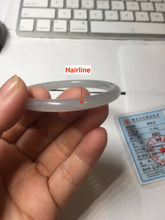 Load image into Gallery viewer, 51mm Certified 100% Natural Icy Pale Smoky Purple (烟紫) Gray Black Round Cut Nephrite Jade Bangle HN140-3371