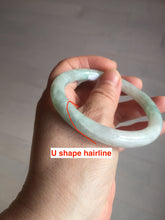 Load image into Gallery viewer, 55mm certified 100% natural type A white/sunny green round cut jadeite jade bangle AU37-(8269)