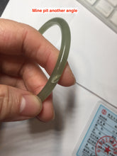 Load image into Gallery viewer, 59mm Certified 100% Natural light green/yellow/gray slim round cut nephrite jade bangle HN34-9226